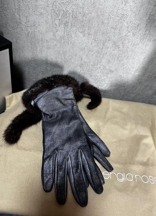 Sergio rossi 🔥🔥перчатки кожа мех норка