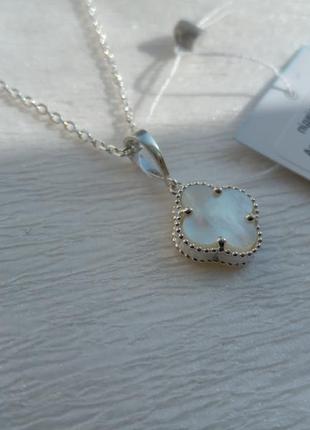 Серебряный подвес кулон van cleef ван клиф белый перламутр