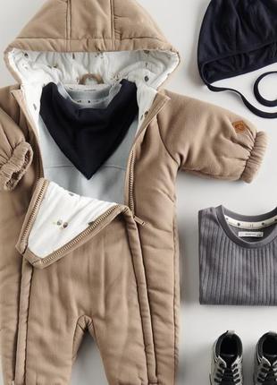 Комбінезон демісезонний теплий тедді 74 см 6-9 міс ведмедик з капюшоном h&m