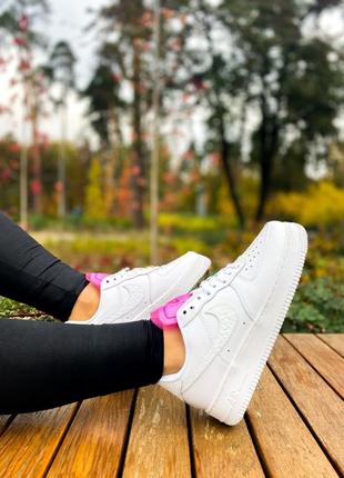 Жіночі кросівки найк nike air force 1 lx white lace "pink"10 фото