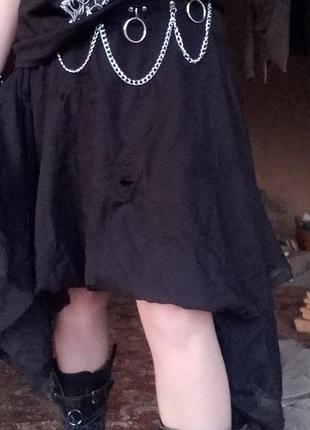 Юбка черная длинная готика порванная юбка панк