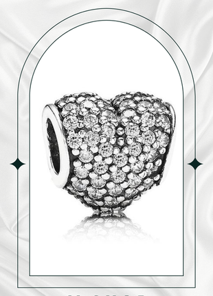 Серебряная бусина шарм "сердце паве" pandora (пандора) 791052cz