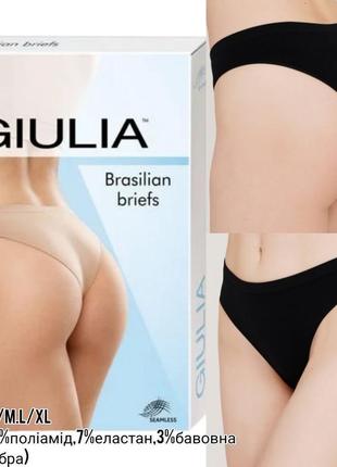 Трусики бразиліана з мікрофібри чорні brasilian briefs (giulia)