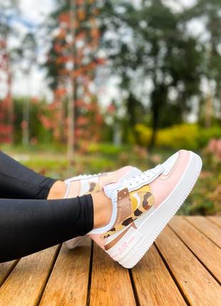 Женские кроссовки найк nike air force 1 shadow "pink camo"