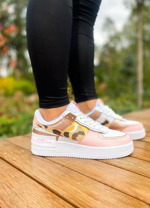 Женские кроссовки найк nike air force 1 shadow "pink camo"2 фото