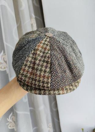 Шерстяна кепка восьмиклинка harris tweed 53-54 кашкет картуз хулиганка фуражка stetson kangol barbour