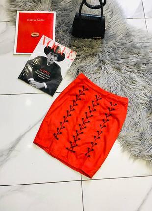 Червона соковита спідниця під замш зі шнурівкою від mistress rocks los angeles хс