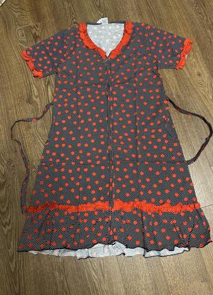 Sale❤️ халат женский на молнии в горошек новый хлопок