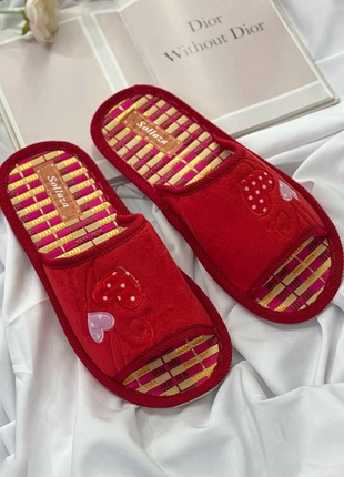 Хатні капці жіночі кімнатні червоні коди тп171