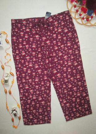 Суперовые фланелевые домашние пижамные штаны в новогодние олени высокая посадка m&s1 фото