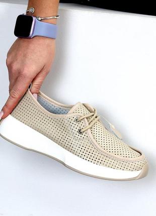 Жіночі базові кросівки кеди мокасини з наскрізною перфорацією з натуральної шкіри шкіряні мокасини сліпони з наскрізною перфорацією