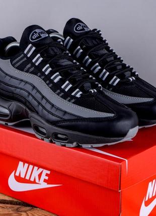 Мужские кроссовки foot nike air max 95 черные с серым