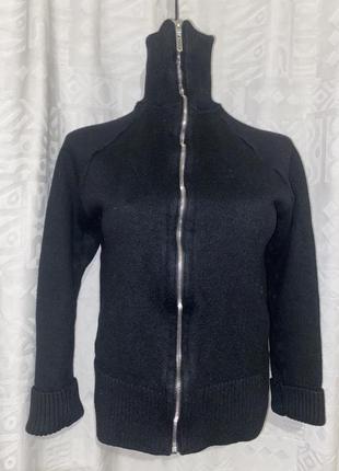 Кофта свитер черная шерсть плотная теплая качественная