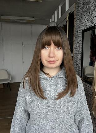 Парик каре на удлинение мокко, каштановый омбре, коричневый