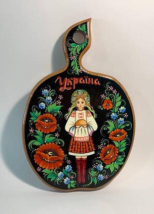 Доска деревянная "україночка", доска расписная "украинка", доска декоративная расписная