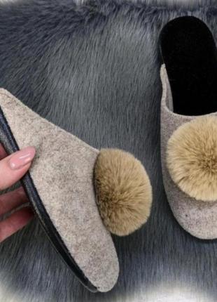 Жіночі повстяні тапочки на поліуретановій підошві розмір36