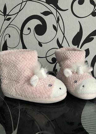 Теплые домашние тапочки единороги