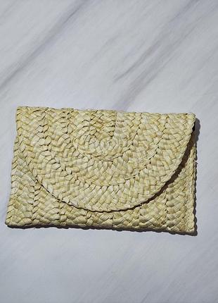 Стильный соломенный натуральный клатч, сумка