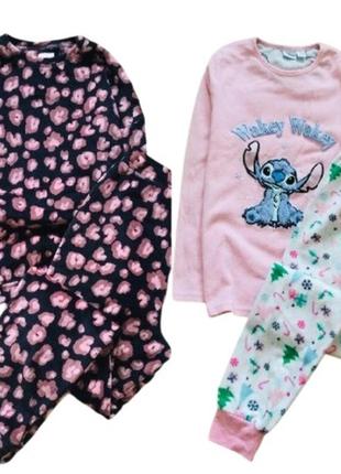 11-12 рок, 146-152 зріст next. disney велюрова та флісова піжама з анімалістичним принтом та стічем.