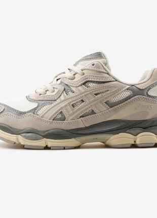 Кроссовки asics gel-nyc cream oyster grey мужские и женские унисекс демисезонные