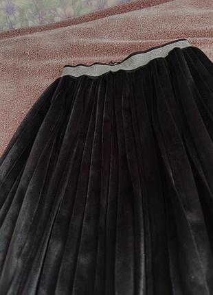 Юбка черная миди велюр