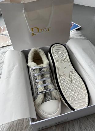 Зимние кеды d!!or platform sneakers grey fur premium