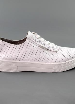 Кеды женские перфорация белые экокожа 591559