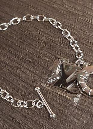 Стильный браслет, серебристого цвета, медсталь, позолота, родий