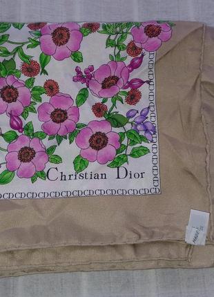 Christian dior винтажный платок шелк шов роуль оригинал2 фото