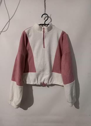 Укороченный флисовый свитшот на девочку 10-11 лет 146 см