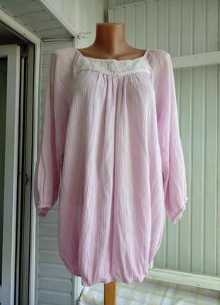 Коттоновая блуза туника большого размера батал,