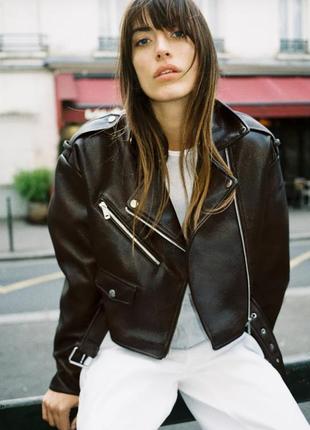 Кожаная куртка кожанка кожаная косуха zara