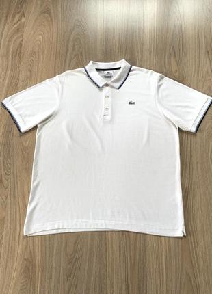 Мужская белая хлопковая поло футболка lacoste sport