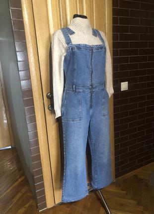 Плотный джинсовый комбинезон с широкими брюками denim co oversize