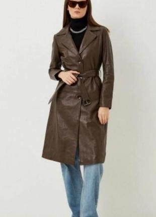 Тренч шкіряний плащ
