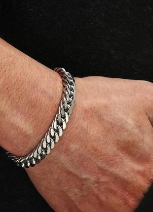 Чоловічий срібний браслет сталевий, чоловічий ланцюжок на руку