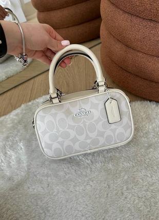 Кожаная белая сумка коач коуч coach