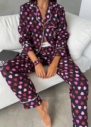 ⭐⭐⭐⭐⭐ пижама с брюками виктория сикрет в сердечки victoria's secret