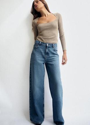 Джинсы прямые широкие на высокой посадке от river island  100% хлопок