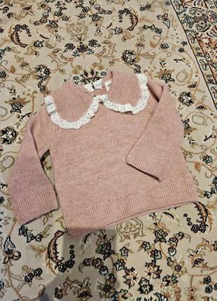 Светр кофта з комірцем мереживо в'язана дівчинка