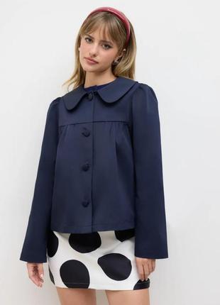 Мини юбка в крупный горох с высокой посадкой