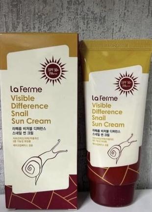 Сонцезахисний крем з екстрактом равлика farmstay la ferme visible difference snail sun cream spf50+ pa+++
