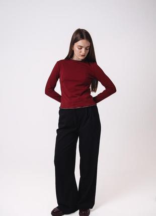 Лонгслив бордового цвета, водолазка бургунди