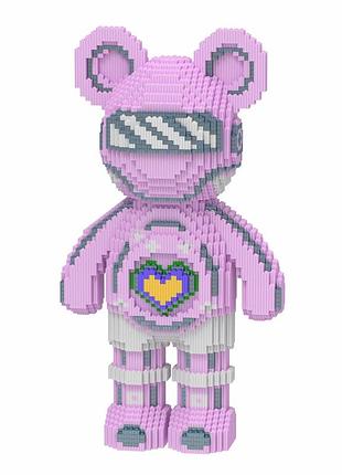 Светящийся конструктор magic blocks в виде мишки bearbrick цвет: розовый