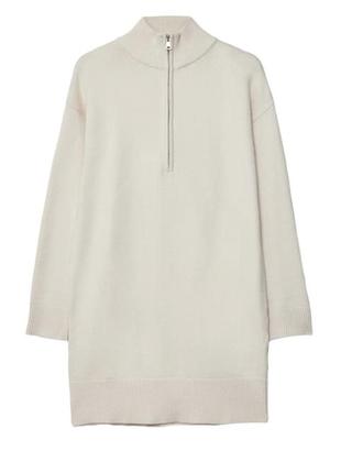 Stradivarius трикотажное платье с замочком поло молочного молочного цвета