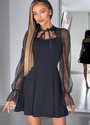 Платье сетка клэш черная белая