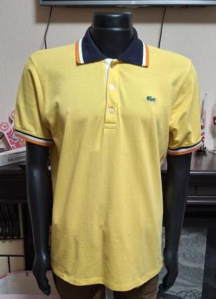 Шикарне чоловіче бавовняне поло жовтого кольору lacoste made in 54, 💯 оригінал