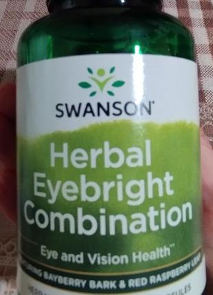 Вітаміни для здоров'я очей, herbal eyebright combination, swanson, 100 капсул