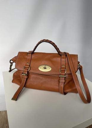 Шкіряна сумка mulberry brown leather alexa satchel