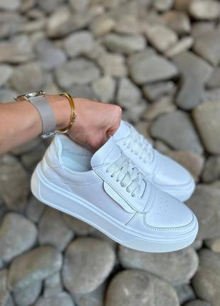 Кеды женские кожаные белого цвета натуральная кожа белые